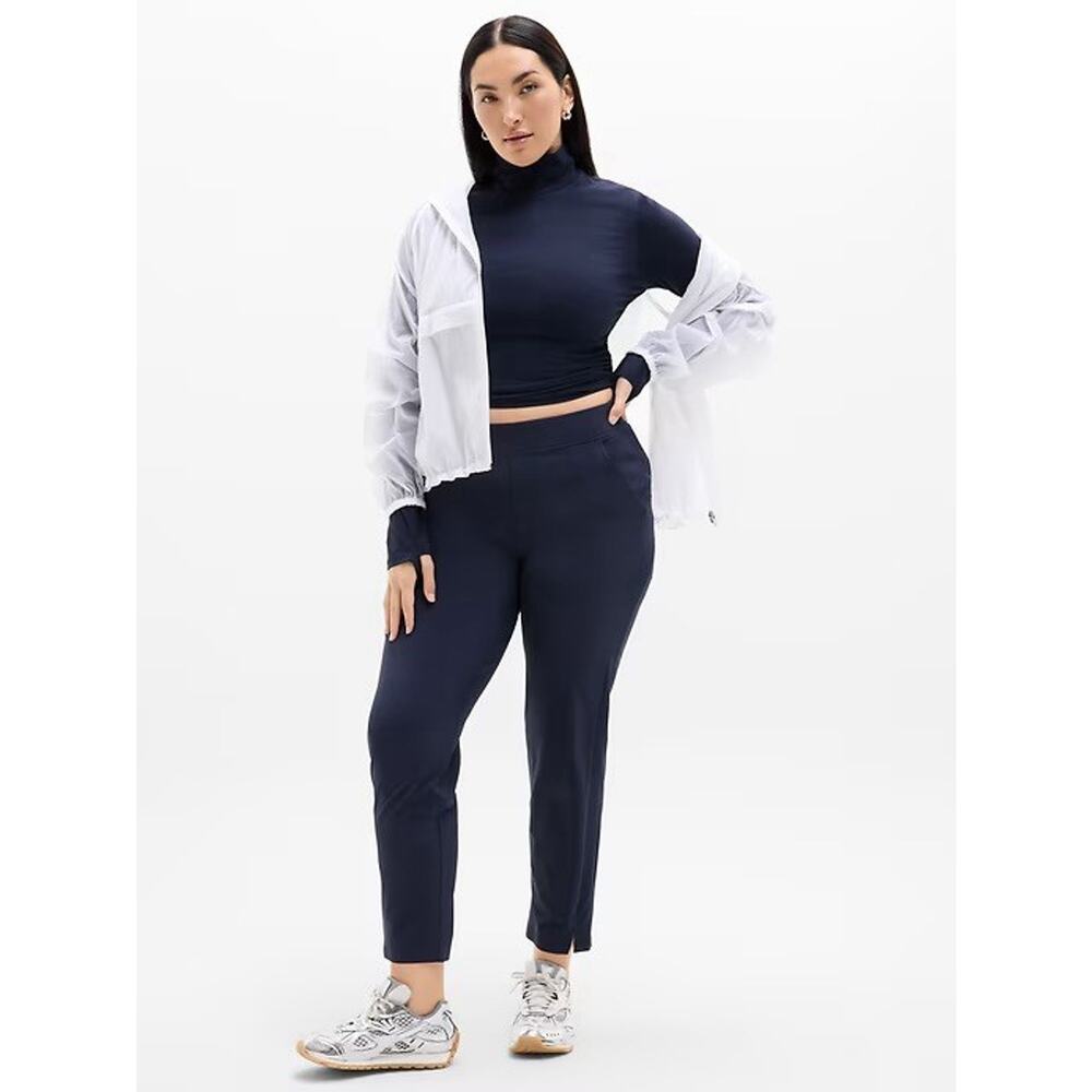 Athleta Brooklyn Mid Rise Ankle Pant Womens Navy Pockets Plus Size 20 Stretch